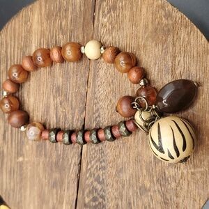 African B3127 amber nature beaded bracelet